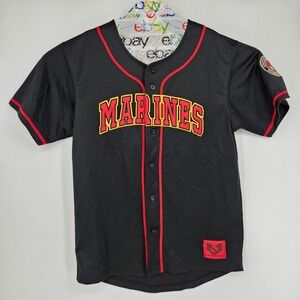 Rapid Dominance USMC Marines Baseball Jersey Mens Medium Embroidered Black